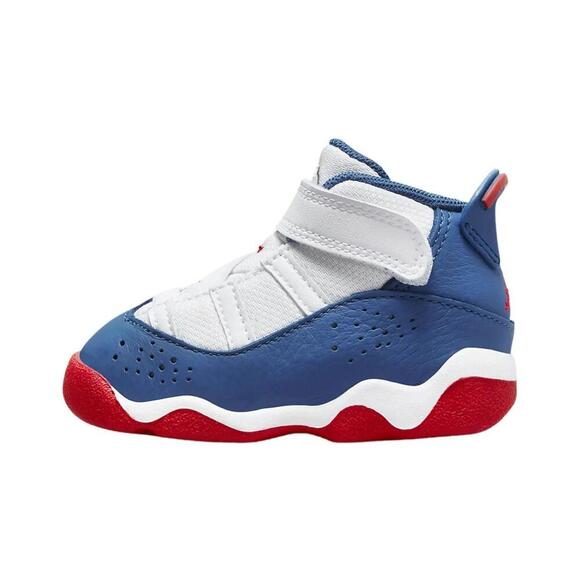 Air Jordan Toddler 6 Rings Shoes White/True Blue/University Red Size 10C - Picture 2 of 5